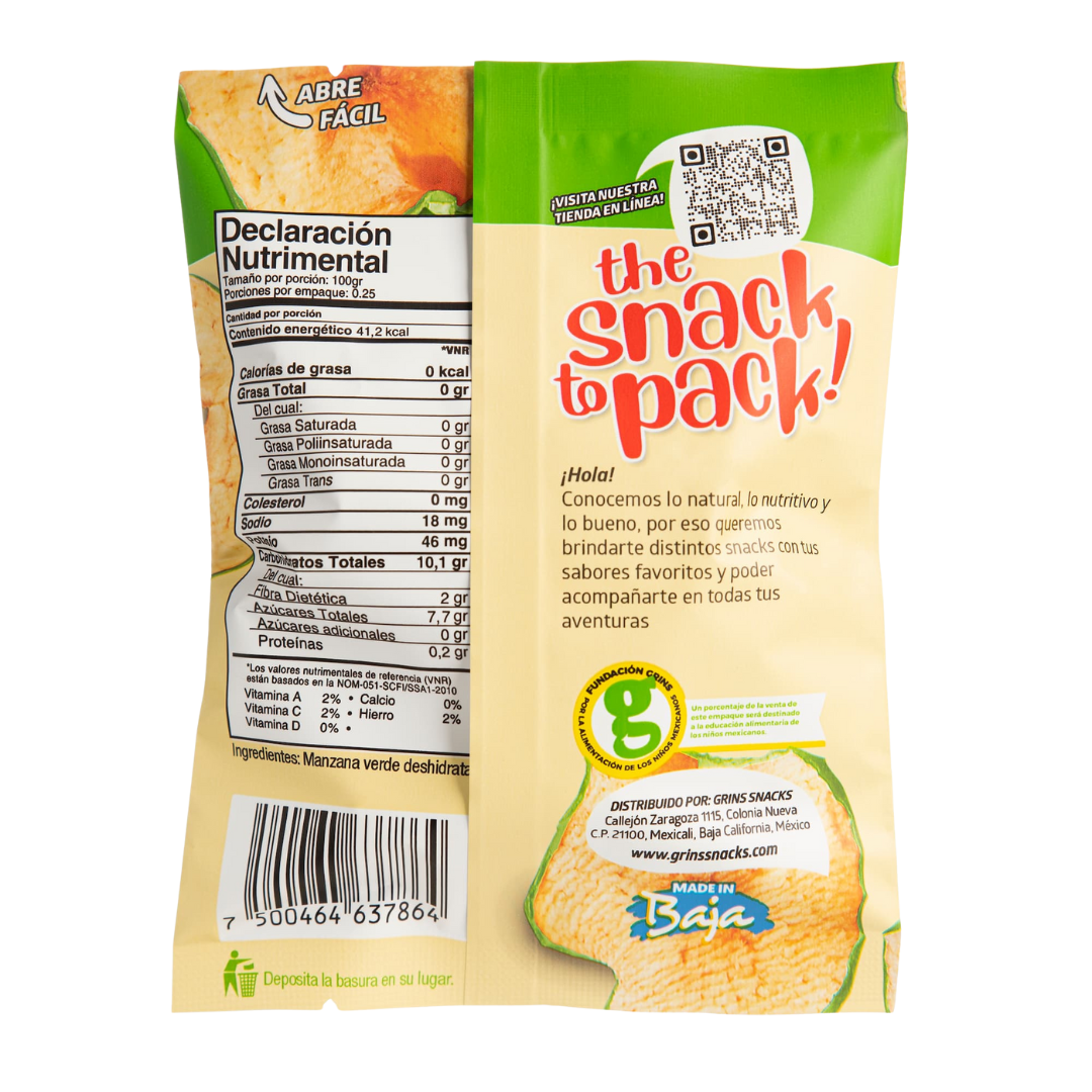 Tabla nutricional — Grins Manzana Verde Deshidratada 12 Pack