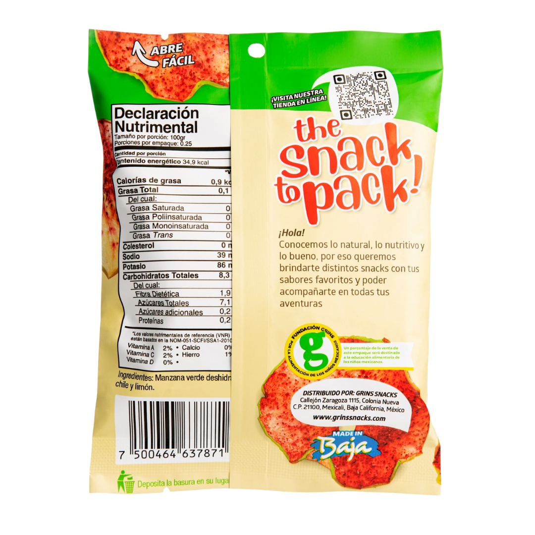Tabla nutricional — Grins Manzana Verde con Chilimón 12 Pack