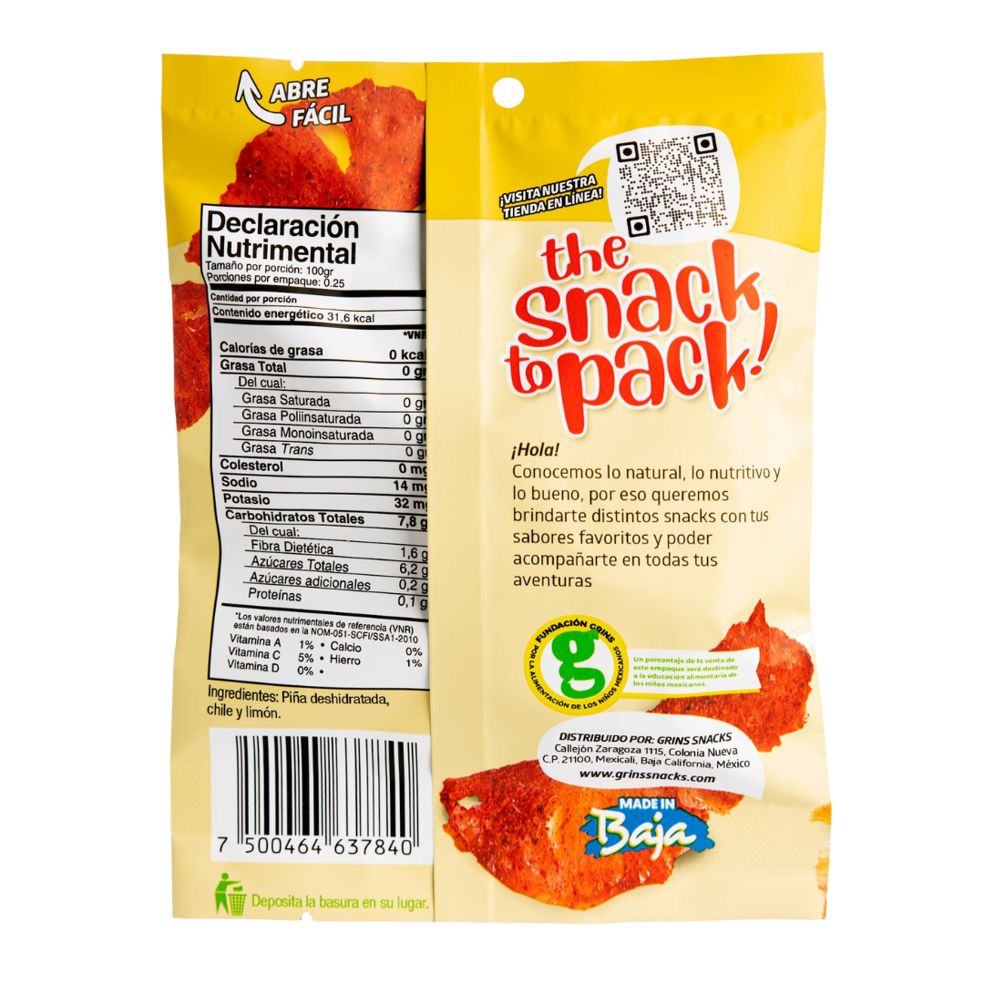 Tabla nutricional — Grins Piña con Chilimón 12 Pack